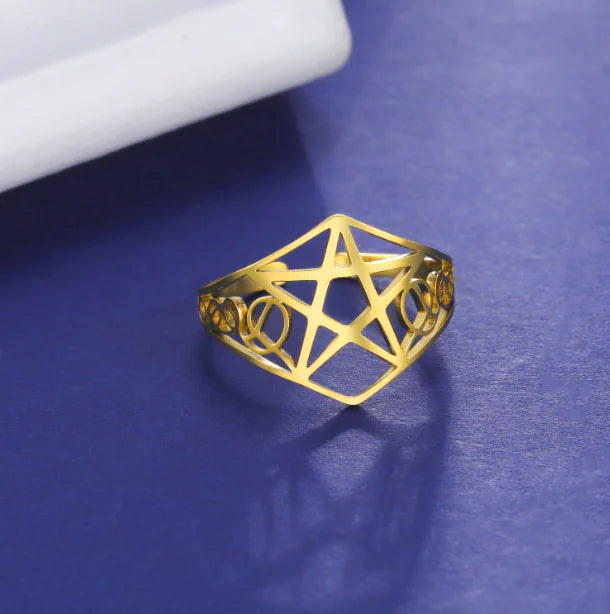 Steel Hollow Star Ring