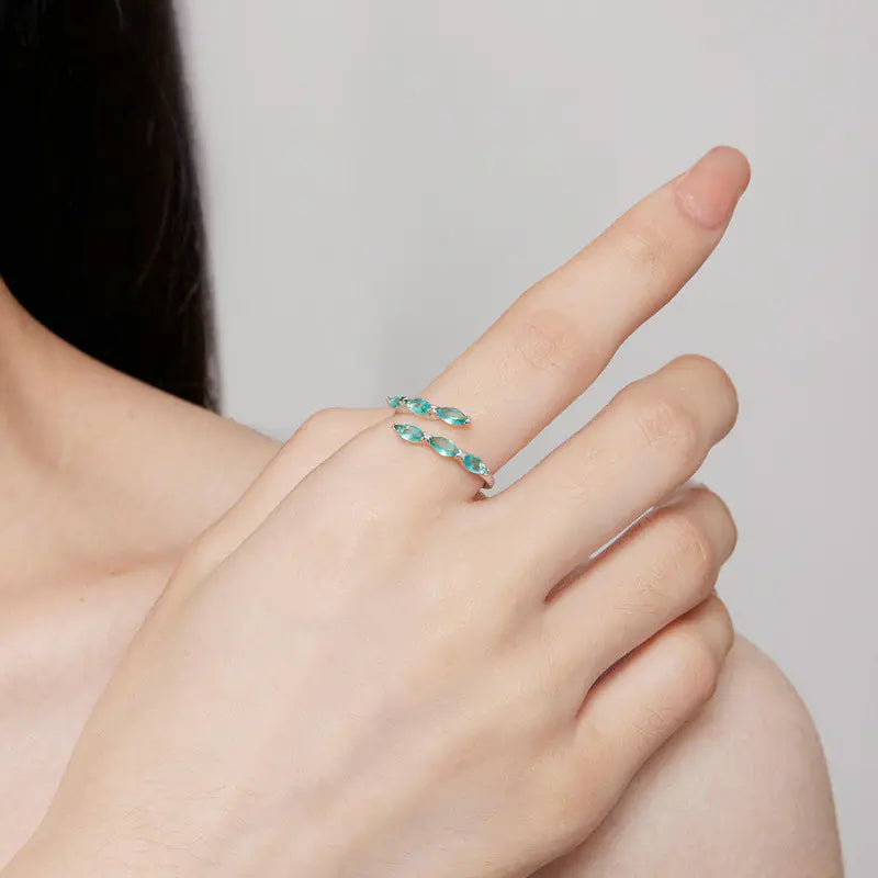Sterling Silver Light Green Open Ring