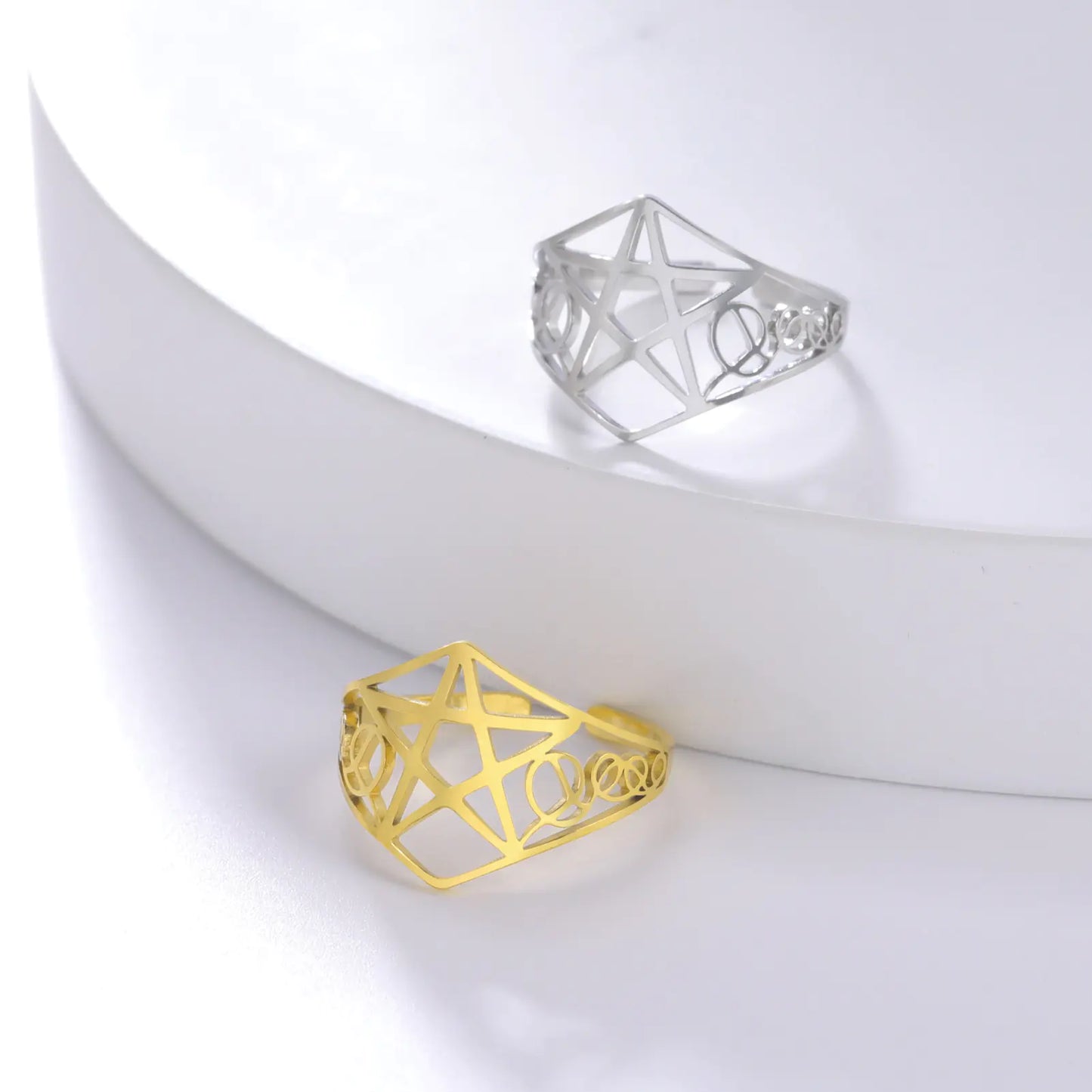 Steel Hollow Star Ring