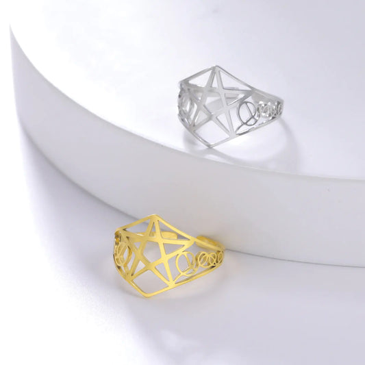 Steel Hollow Star Ring